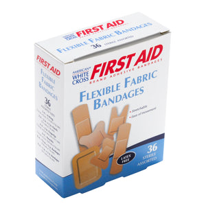 FIRST AID FLEXIBLE FABRIC BANDAGES 36 STERILE ASSORTED