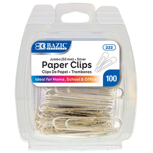 BAZIC PAPER CLIP SILVER JUMBO 100 PACK