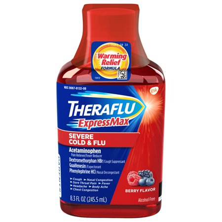 THERAFLU EXPRESSMAX SEVERE COLD & FKU WARMING RELIEF SYRUP BERRY FLAVOR 8.3 OZ