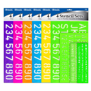 BAZIC LETTERING STENCIL SET 8, 10, 20, 30 MM 4 PACK