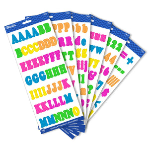 BAZIC STICKER ALPHABET & NUMBERS MULTICOLOR 1" 6 SHEETS