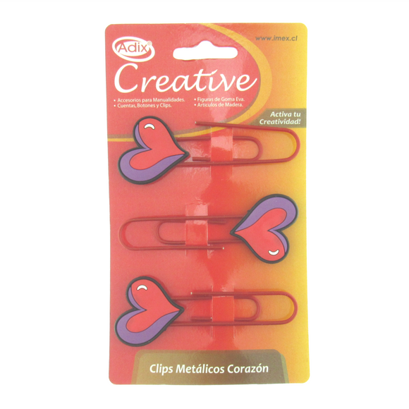 ADIX CLIP METALICO CORAZON 3 PIEZAS